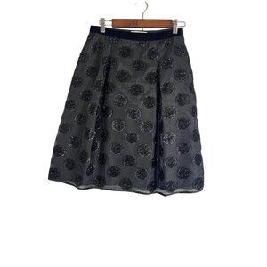 Talbots Chic Polka Dot Midi Skirt 4 Black Preppy Glitter Glam Cocktail Classic